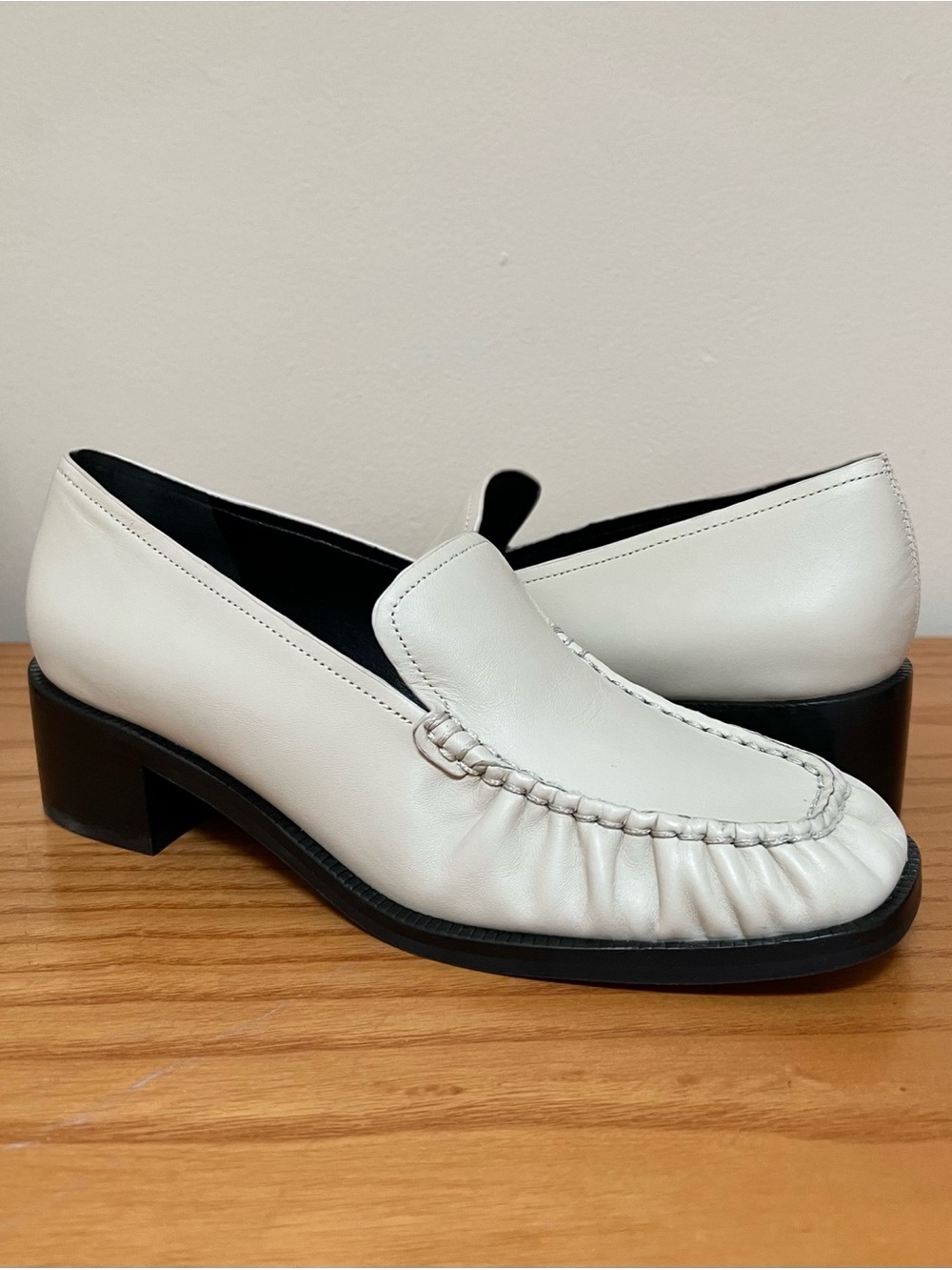 [Vince] Larose Leather Heeled Loafer in Moonlight - ASO Emma Watson